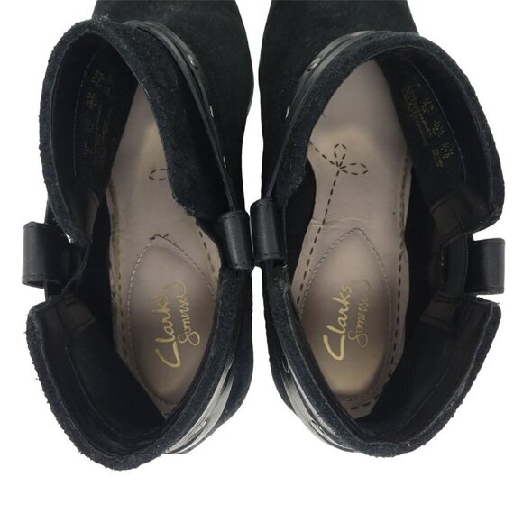 Clarks Breccan Shine Ankle Boots Booties Womens 8.5 Black Distressed Leather Boh - Picture 10 of 12